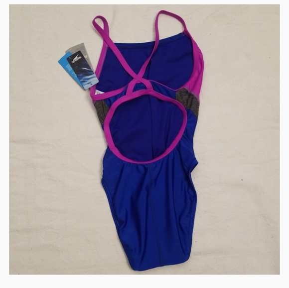 NWT Speedo Pro LT one piece swimsuit blue pink - Picture 6 of 7